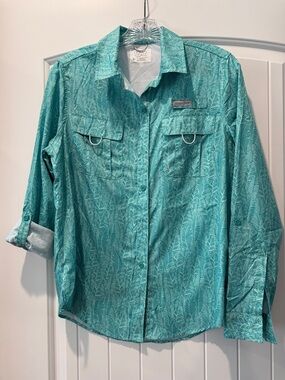 Ocean + Coast Women’s Teal Printed Button-Down Shirt